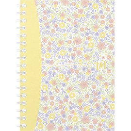 Oxford 400094826 A6 Notepad Squared Flower Pattern Pack of 10 with White Double Spiral 100 Squared Pages 3 Designs Notebook Diary Notepad Spiral Pad Gift Idea Floral Flower Meadow