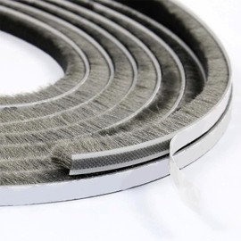 Felt Pile Weather Stripping for Windows, Windproof Dustproof Door Window Seal Strip Self Adhesive Brush Strip, Height 9mm x 16.5 Ft (for Gaps 4.5-7.5 mm)- Gray
