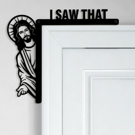 Blulu Creative Door Corner Decor 7.9 x 8.5 Inch I Saw That Door Frame Metal Easter Door Sitter Bless This Home Window Decor for Home Door Cabinet Frame Corner Decoration Supplies