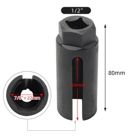 CCLIFE O2 Oxygen Sensor Socket Kit 12 mm (1/2'') drive 22 mm x 80 mml | socket depth 64 mm