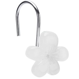 Lindo gancho para cortina de ducha de flores, brilla en la oscuridad, bonito diseño floral elegante decoración de baño de primavera, color blanco