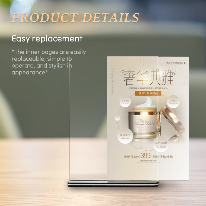 Cylocrya Acrylic Menu Stand A5 2 Pack Clear Footed Menu