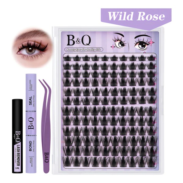 Extensiones Pestañas Efecto Anime 144 Racimos 8-18mm B&Qaugen Wild Rose