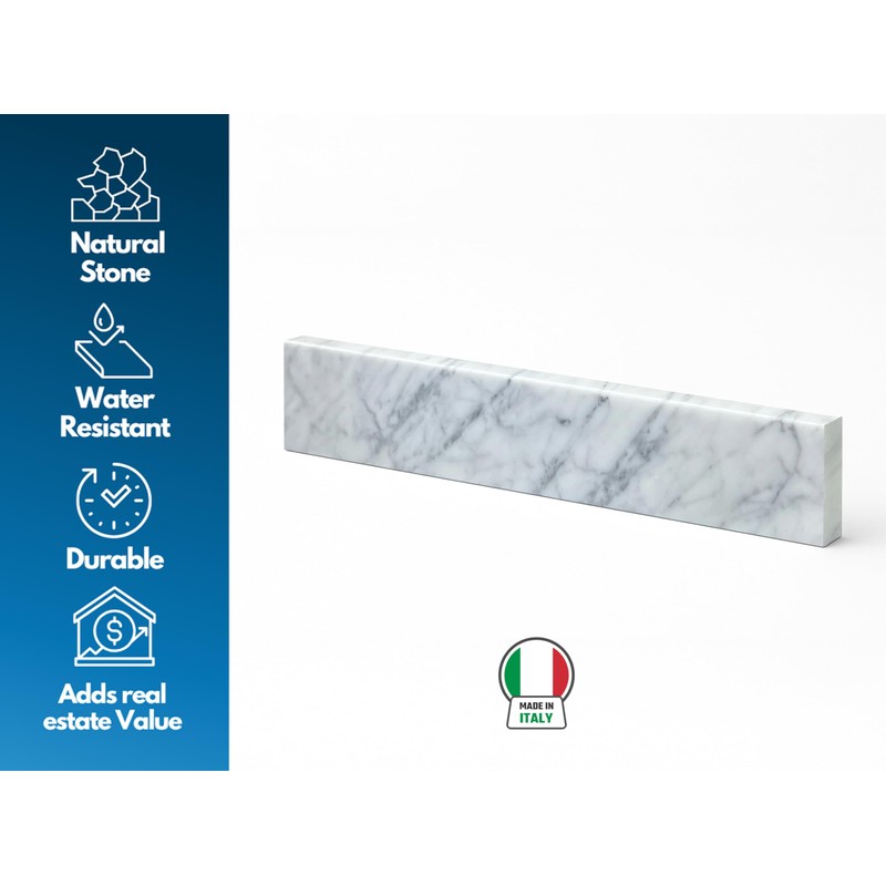 Threshold.shop Bathroom Vanity Sink Backsplash and Sidesplash (Carrara Marble, 4"