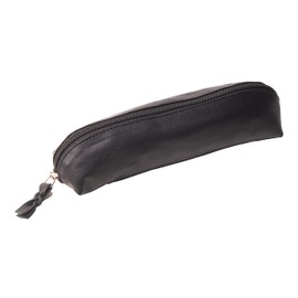 Anders Leather Pencil Case with Zip, Black Oval, Pocket organiser