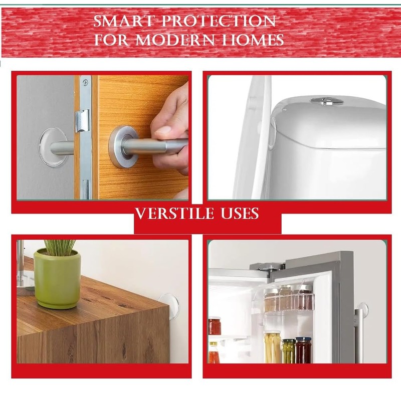 Door Knob Wall Protectors 6-Pack, 2 Inch Clear Silicone Door