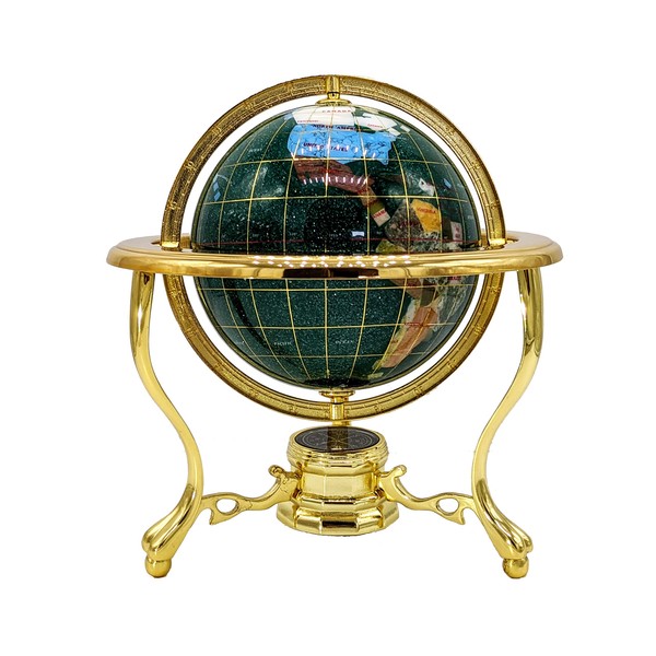 Unique Art Since 1996 150 GT Green CRY Gold Gemstone Globe