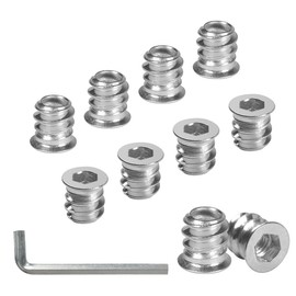 BOUMVID Screw-in Nut M5 x 10, Pack of 10 Screw Sockets Threaded Inserts Wood Screw Sleeve Thread Insert Galvanised Drive Nut Screw-In Thread Hexagon Nuts for Wooden Furniture