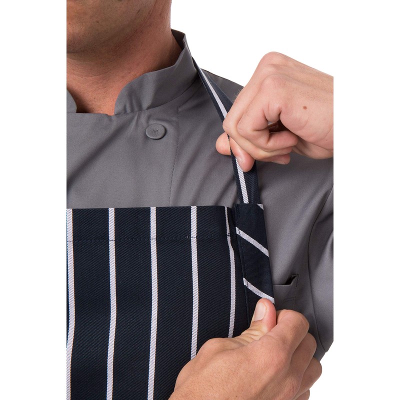 Chef Works A100-NCS English Chef Apron, Navy Chalk Stripe