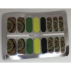 Tie-Dye #8 Red, Green, Yellow and Black Tie Dye Nail Polish Wraps - Nail Polish Strips
