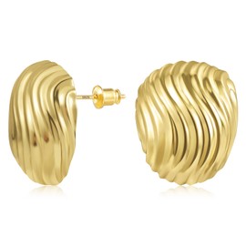 Boutiquelovin Statement Dupes Earrings Gold Drop Hoop Earrings Women's 14K Chunky Gold-Plated Earrings Gift for Women Girlfriend Mum Girls, Brass, No Gemstone