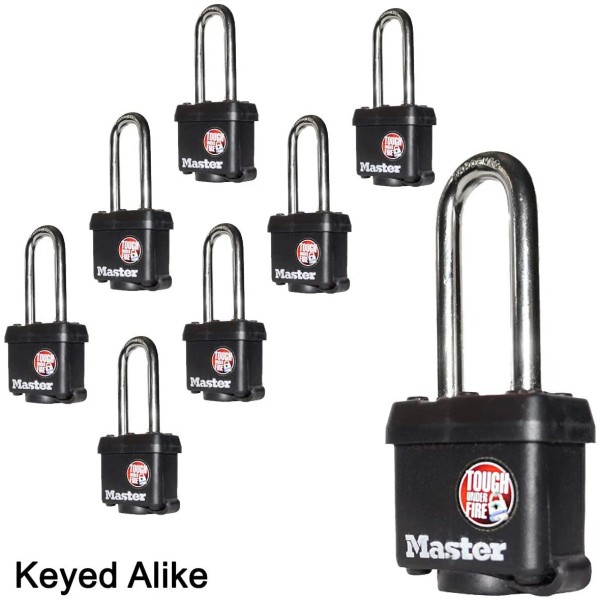 Master Lock (8) Keyed Alike Padlocks w/Thermoplasti