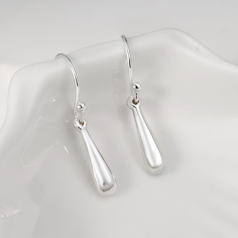Stylish Mini Everyday Raindrop .925 Sterling Silver Dangle Earrings