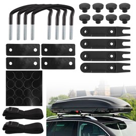 Erato Pack of 4 Universal Roof Box Mounting U Bracket Kit Heavy Duty U-bolts Clamps Brackets with 8 Lock Nuts and 2 Bandages Roof Rack Installation Accessories for Car SUV Van