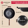 WANGYUANJI Cast Iron Wok,12.59'' Flat Bottom Wok with Glass Lid,Suitable
