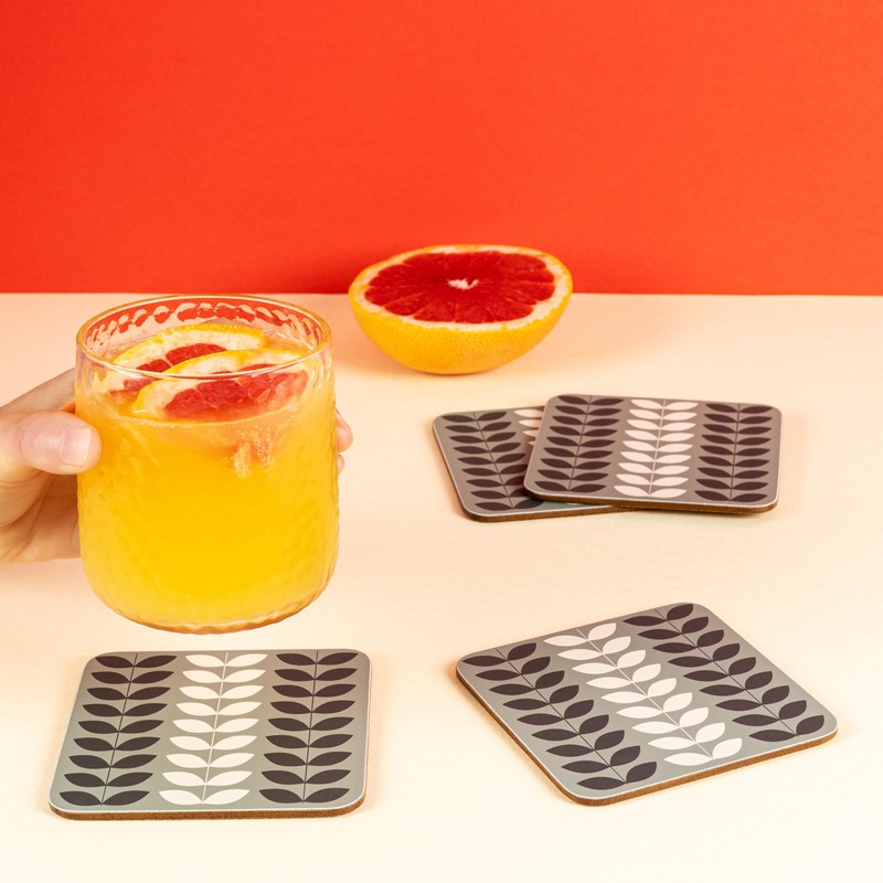 LAGO TERRA Set of 4 Leaf Print Drinks Coasters in