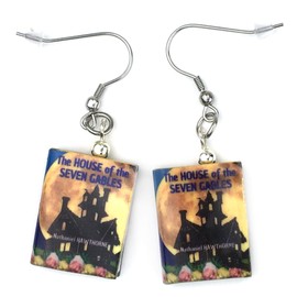 House of the 7 Gables Nathaniel Hawthorne Clay Mini Book Stainless Steel Hypoallergenic Earrings