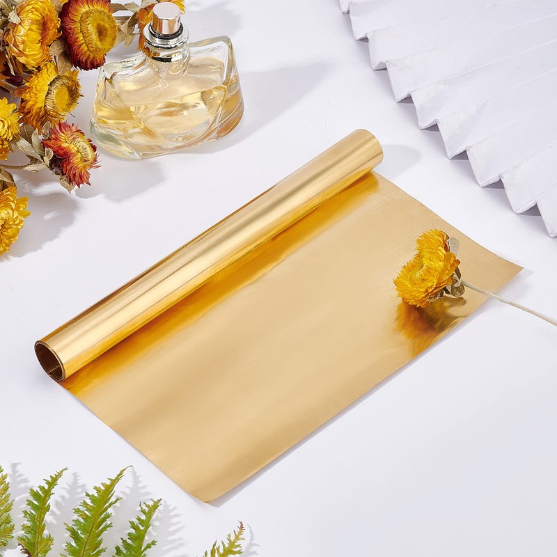 OLYCRAFT Gold Brass Sheet Metal Foil Plate 0.03 mm Brass