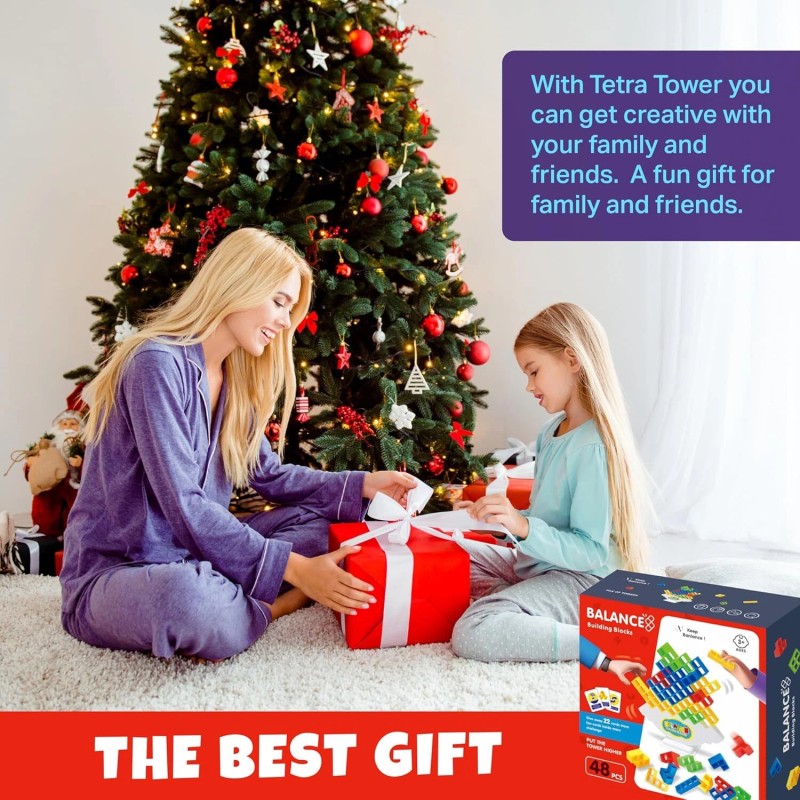 sinomund 48 Board Games Tetra Tower Balance Stacking Toys Building