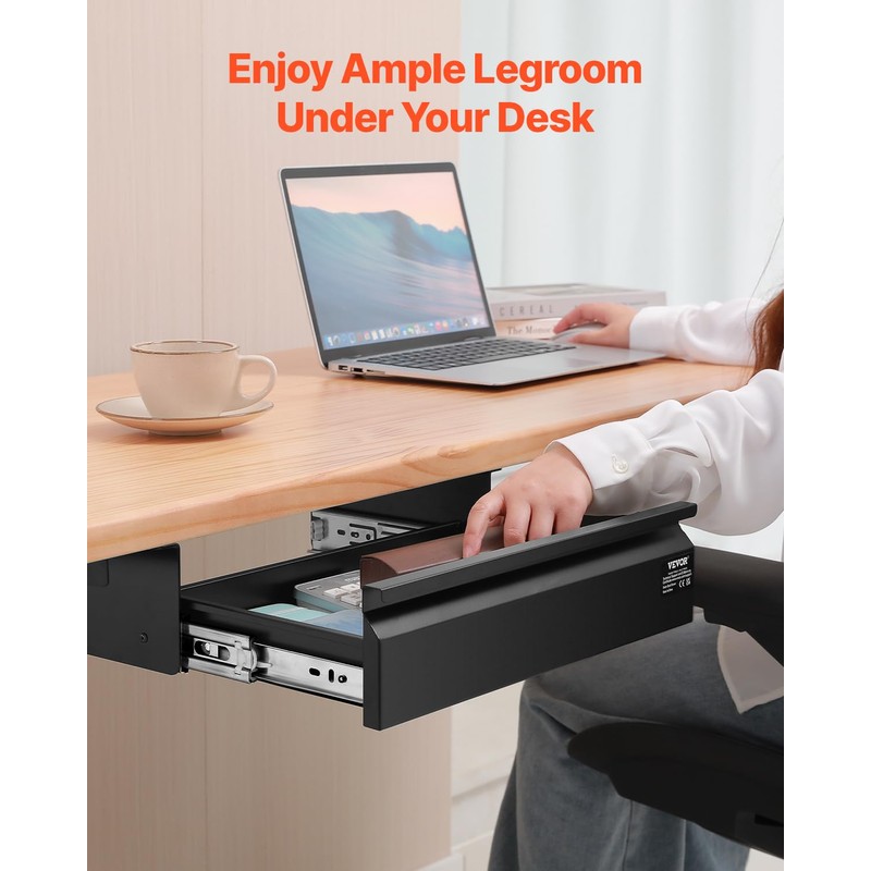 VEVOR Under Desk Drawer Slide Out, 16 inch Attachable Desk