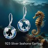 Ocean Earrings 925 Sterling Silver Seahorse Starfish Dangle Earrings Crystal