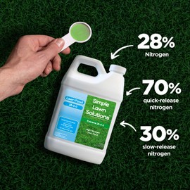 Maximum Green & Growth Fertilizer High Nitrogen 28-0-0 Lawn Food Liquid Fertilizer- Spring & Summer- Any Grass Type- Simple Lawn Solutions - Concentrated Quick & Slow Release Formula (64 Ounce)