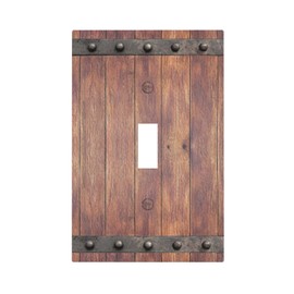 JDAKHD Wood Vintage Farmhouse Country Rustic Light Switch Cover Plate Barn Door Wooden 1 Gang Decorative Wall Plate Single Toggle Outlet Switch Faceplate Cover Bathroom Bedroom Kitchen