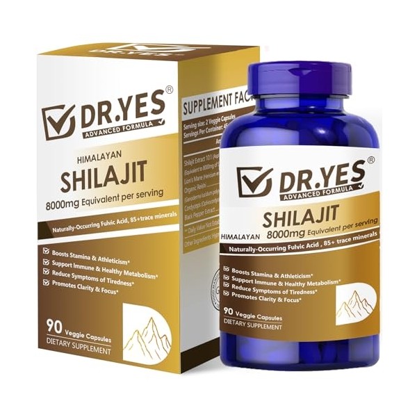 DR.YES Himalayan Shilajit Capsules with Naturally-Occurring Fulvic Acid & 85+