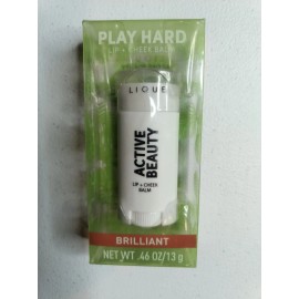 Lique Active Beauty Lip + Cheek Balm Play Hard Brilliant .49oz New Sealed
