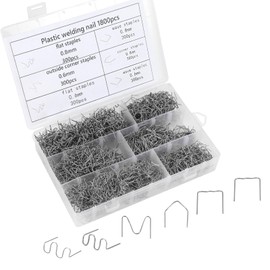 Hovom 1800PCS Plastic Welding Staples, 6 Sizes 0.6mm 0.8mm Big Wave Plastic Welder Staples, Stainless Steel Hot Staple for Car Bumper Repair, Bumper Welding Rods Repair Kit (1800PCS)