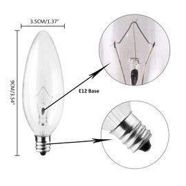 LinMiFo 12-Pack 60W 110V Incandescent Candle Light Bulbs Dimmable Chandelier Light Bulbs, E12 B10 Clear Candelabra Base Bulbs for Pendants or Outdoor, Ceiling Fan, Fireplace, Wall Sconces
