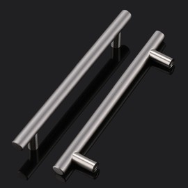 Probrico 15 Pack 6-3/10”(160mm) Hole Center Cabinet Pulls Euro T Bar Cabinet Handles Satin Nickel Kitchen Drawer Furniture Stainless Steel Dresser Hardware