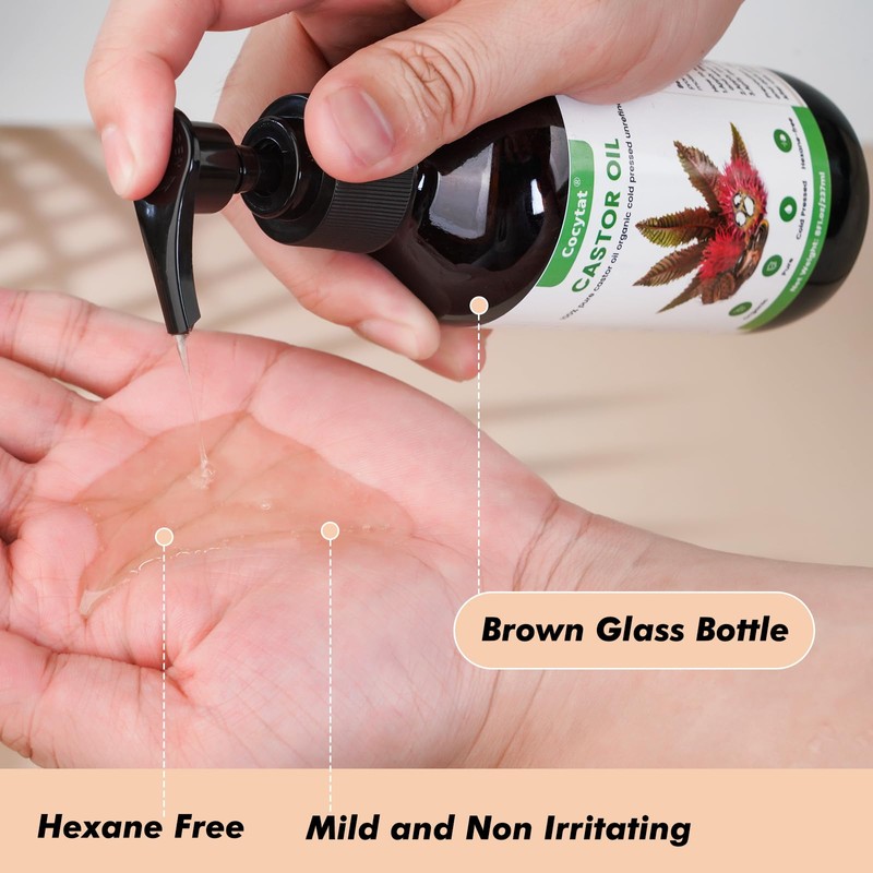 Castor Oil Pack Wrap with 8Fl.Oz Cold Pressed Unrefined Glass