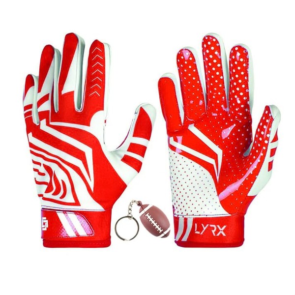 LYRX Professional Football Receiver Gloves with Optimal Silicone Palm Non-Slip