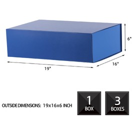 OEMVALATY Extra Large Blue Gift Box 19x16x6 Inches, Huge Gift Box, Large Gift Box with Lid Magnetic Closure, Groomsman Proposal Box, Rectangle Collaps