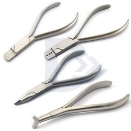 4Pcs Set Dental Orthodontic Pliers Kit Lingual Arch Wire Working Braces Wire Bending Hammerhead Niti Cinch Tie Back Tweed Loop Forming