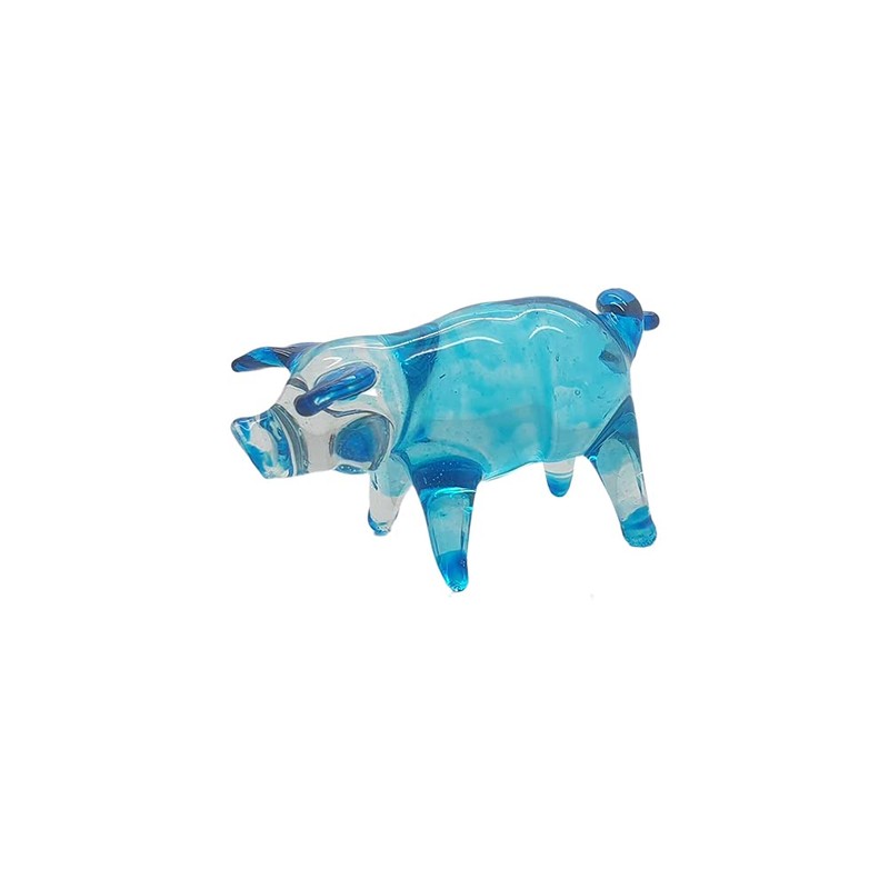 VIE Naturals Hand Blown Glass Sculpture, Pig