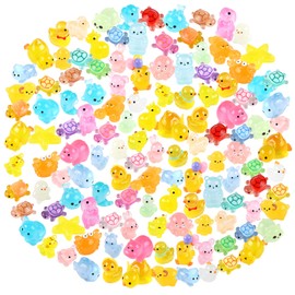 HOMICO 126 Pieces Luminous Tiny Animals for Crafts Dollhouse Fairy Garden Decor Mini Resin Animals Mini Ducks Turtles Rabbits for Car Micro Landscape Plant Pots
