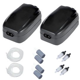 AQUANEAT Aquarium Air Pump, 100 Gal Fish Tank Air Pump, Hydroponic Oxygen Aerator with Airline Tubing, Air Stone, Air Bubbler, Check Valve (2-Pack)