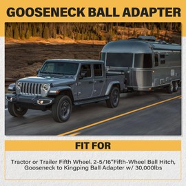 WildGear Gooseneck Ball Adapter for Tractor or Trailer Fifth Wheel 2-5/16”Fifth-Wheel Ball Hitch, Gooseneck to Kingping Ball Adapter w/ 30,000lbs # 2085295, BEC392, SUVC392, EWC392