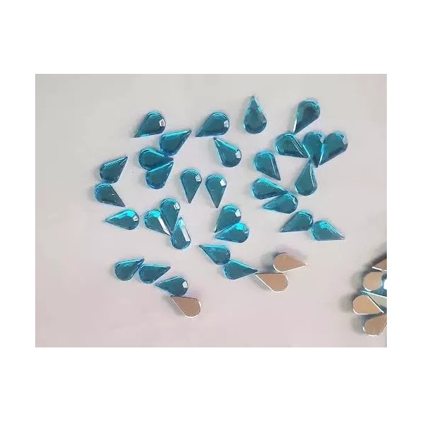 Unbranded CraftbuddyUS 50pcs 13x8mm Turquoise Flatback Teardrop Acrylic Rhinestone Gems