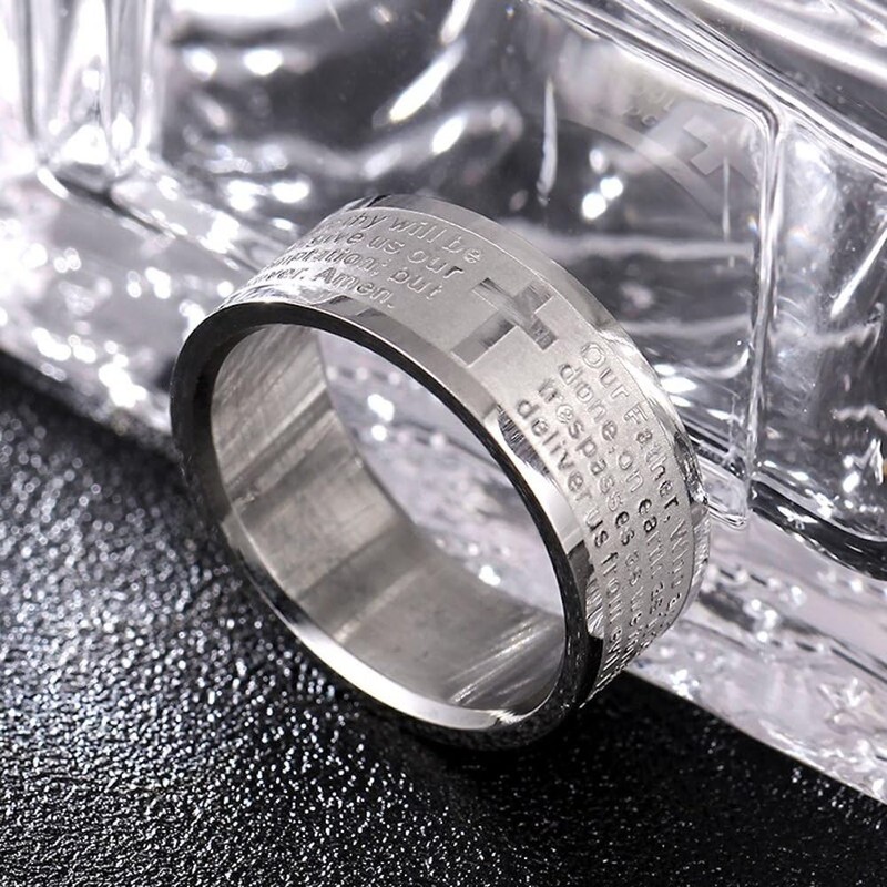 ZENSE - Men's ring with Our Father prayer Latin cross
