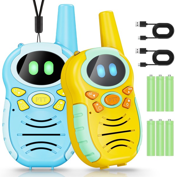 FIVAVA Walkie Talkie Kinder,Walkie Talkie Aufladbar mit LCD und Taschenlampe,Große
