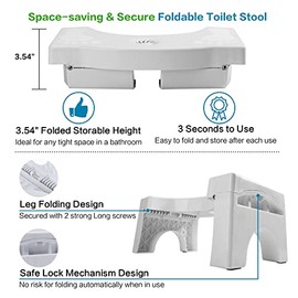 Foldable Toilet Potty Stool for Adults, 7" Heavy Duty Portable Squatting Poop Foot Stool with Freshener Space, Bathroom Non-Proof Toilet Assistance Step Stool fits 14"-16" Standard Toilets