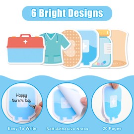 30 Pack 600 Sheets Nurse Sticky Notes Doctors Medical Sticky Notes Notepad Nurse Gifts for Women Nursing Student Hospital School Doctor Healthcare Workers Nurse Week Graduation Appreciation Gifts