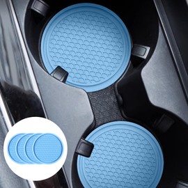 KAQISI Car Cup Holder Coaster, 4PCS 2.75 Inch Diameter Non-Slip Universal Insert Coaster, Durable, Suitable for Most Car Interior, Car Accessory for Women and Men (Blue)