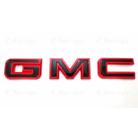 Auto Front & Rear GMC Gloss Red Black OVERLAY Emblem Badge Fit 2021-2022 GMC Canyon