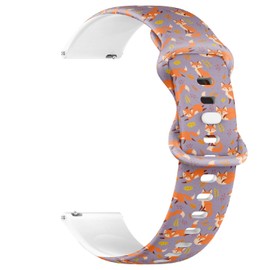 Compatible with Garmin Forerunner 255/255 Music, 265, 745, Venu 2, Venu 3, Vivoactive 4, 22mm Replacement Sport Watch Band (Foxes Autumn Fox) Silicone Soft Strap Bracelet