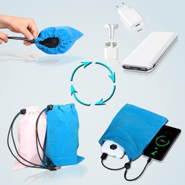 QLSPIN Cord Organizer, Travel Cable Organizer with USB Type-c Cord Charging Case Pouch Electronic Accessories Portable Carry Storage Bag for Link of Mobile Communication Devices (USB Type-c, Blue)