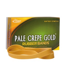 Alliance Rubber 21075 Pale Crepe Gold Rubber Bands Size #107, 1 lb Box Contains Approx. 60 Bands (7" x 5/8", Golden Crepe)